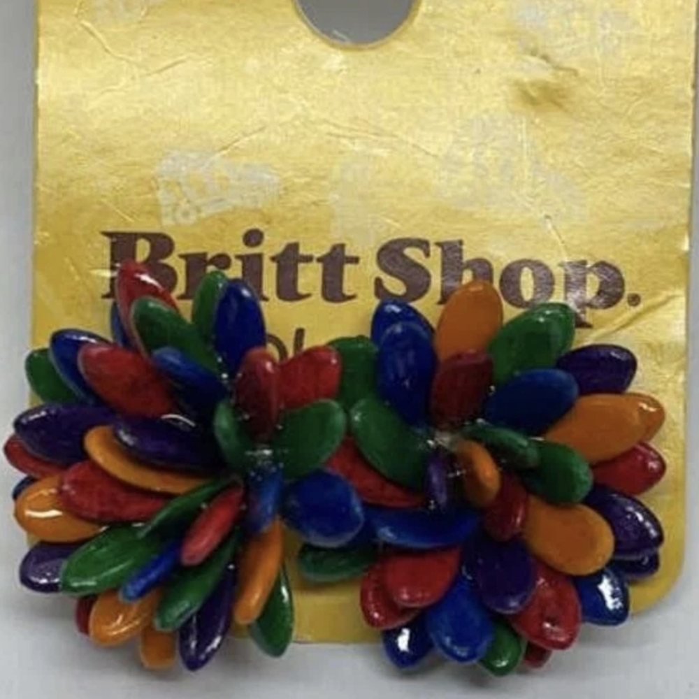 NEW Vintage Britt Shop Columbian Multicolor Earrings